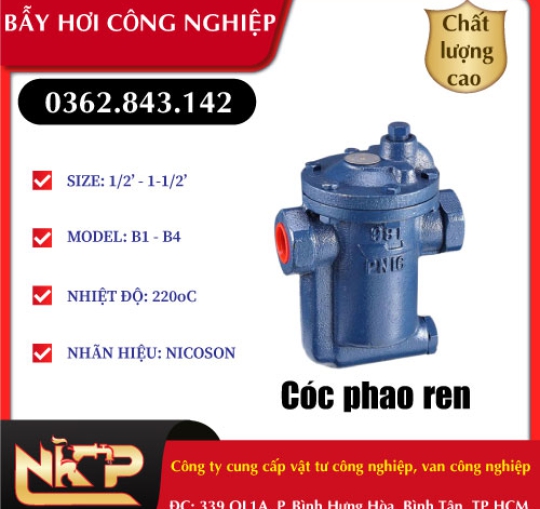 BẪY HƠI PHAO LẮP REN