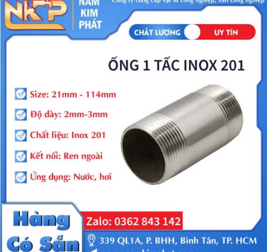 ỐNG 1 TẤC INOX 201