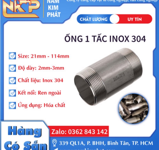 ỐNG 1 TẤC INOX 304
