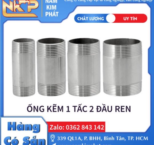 ỐNG KẼM 1 TẤC 2 ĐẦU REN