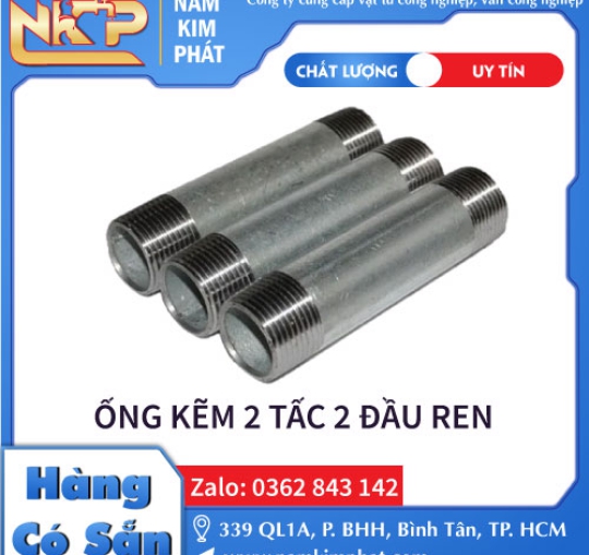 ỐNG KẼM 2 TẤC 2 ĐẦU REN