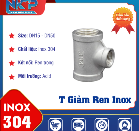 TÊ GIẢM REN INOX 304