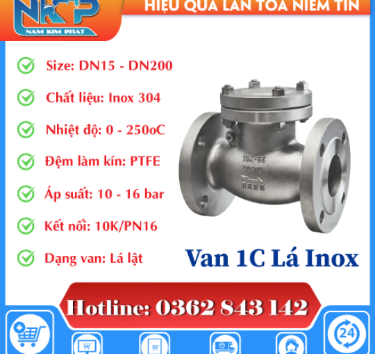 VAN 1 CHIỀU INOX LẮP BÍCH PN16