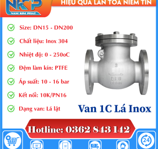 VAN 1 CHIỀU INOX MẶT BÍCH 10K