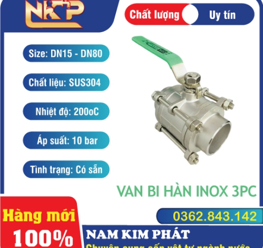 VAN BI BI HÀN INOX 3 MẢNH