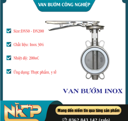 VAN BƯỚM INOX TAY GẠT