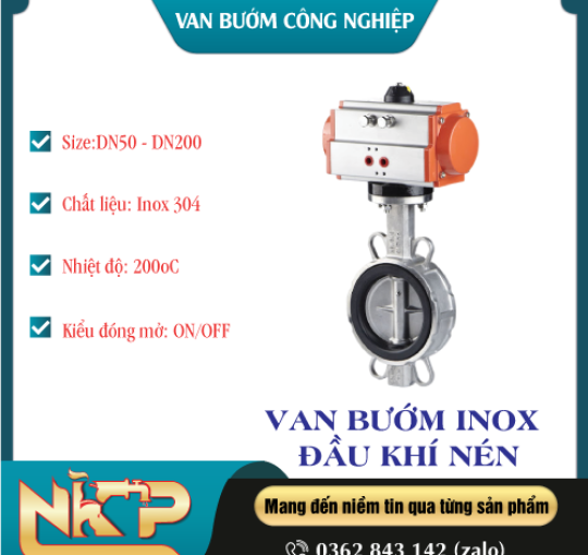 VAN BƯỚM INOX KHÍ NÉN