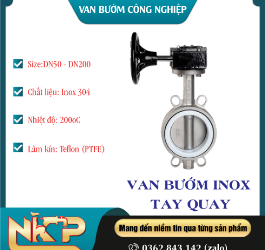 VAN BƯỚM INOX TAY QUAY