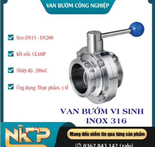 VAN BƯỚM VI SINH INOX 316