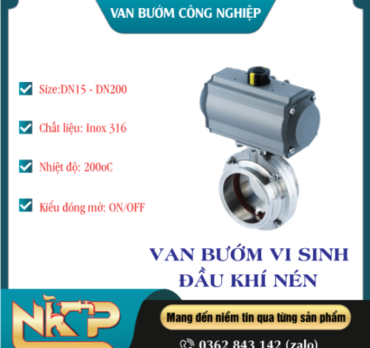 VAN BƯỚM KHÍ NÉN VI SINH