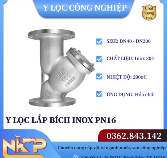Y LỌC LẮP BÍCH INOX PN16